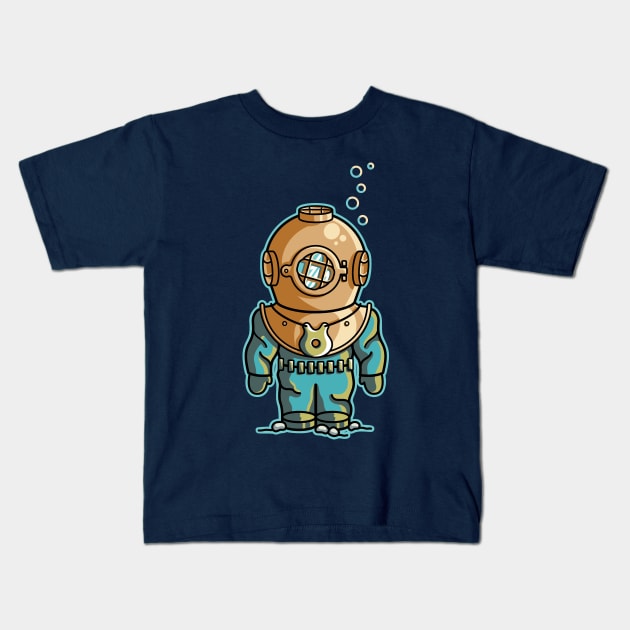 Cute Deep Sea Diver Kids T-Shirt by freeves